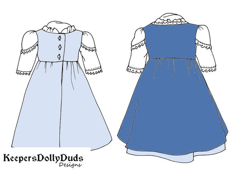 Keepers Dolly Duds Designs A Girl For All Time Regency Pinafore Dress and Fichu Pattern For A Girl For All Time Dolls Pixie Faire