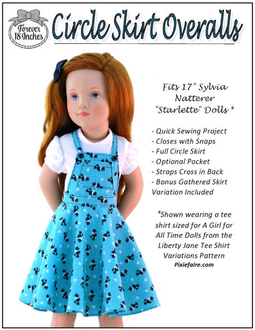 Forever 18 Inches A Girl For All Time Circle Skirt Overalls Pattern for A Girl For All Time and Starlette Dolls Pixie Faire