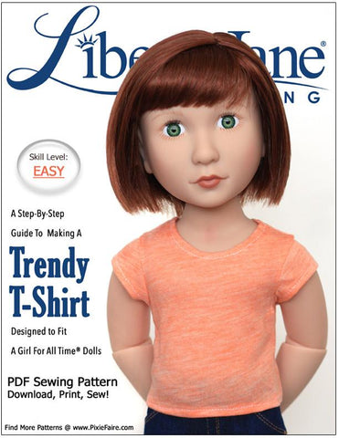 Liberty Jane A Girl For All Time FREE T-Shirt Pattern for AGAT Dolls Pixie Faire