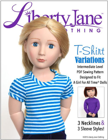 Liberty Jane A Girl For All Time T-Shirt Variations Pattern for AGAT Dolls Pixie Faire