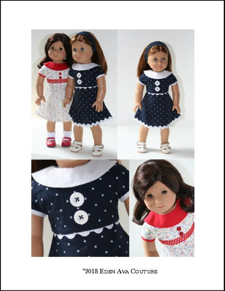 1930's Vintage Dress 18 inch Doll Clothes Pattern PDF Download