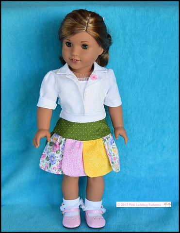 Pink Ladybug 18 Inch Modern Petal Skirt 18" Doll Clothes Pattern Pixie Faire