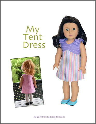 Pink Ladybug 18 Inch Modern My Tent Dress 18" Doll Clothes Pattern Pixie Faire