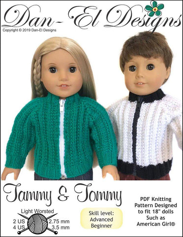 Dan-El Designs Knitting Tammy & Tommy 18" Doll Knitting Pattern Pixie Faire