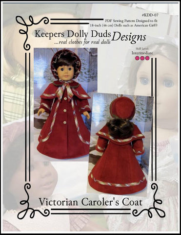 Keepers Dolly Duds Designs 18 Inch Historical Victorian Caroler's Coat and Bonnet 18" Doll Clothes Pattern Pixie Faire