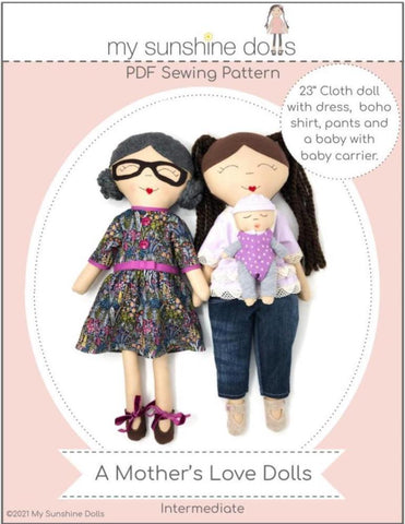 My Sunshine Dolls Cloth doll A Mother's Love Dolls 23" Cloth Doll Pattern Pixie Faire