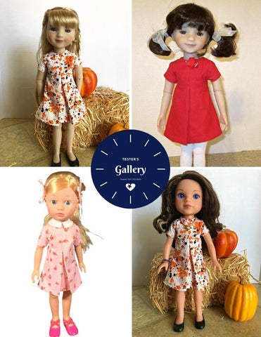 Liberty Jane Ruby Red Fashion Friends Abbey Road A-Line Dress 14.5-15" Doll Clothes Pattern Pixie Faire