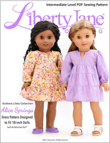 Liberty Jane 18 Inch Modern Alice Springs Dress 18” Doll Clothes Pattern Pixie Faire