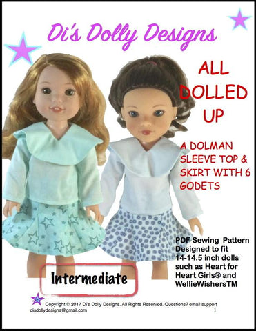 Di's Dolly Designs WellieWishers All Dolled Up 14-14.5" Doll Clothes Pattern Pixie Faire