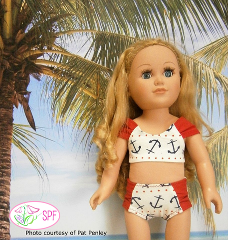 Sweet Pea Fashions 18 Inch Modern Palmetto Swimsuit & Cover-up 18" Doll Clothes Pattern Pixie Faire