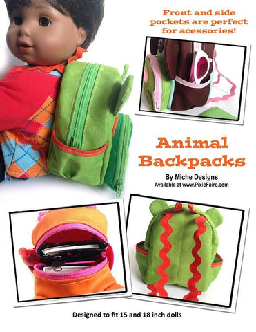 Miche Designs 18 Inch Modern Animal Backpacks 18" Doll Accessories Pixie Faire