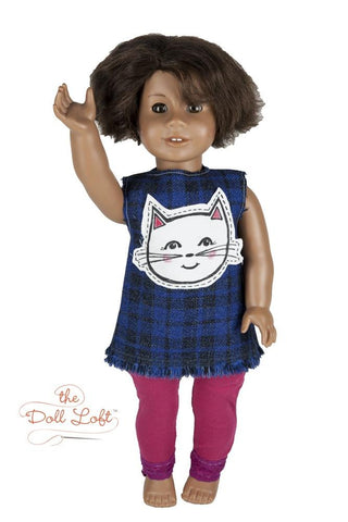 The Doll Loft 18 Inch Modern Applique Jumper and Leggings 18" Doll Clothes Pattern Pixie Faire