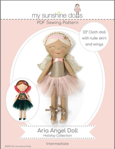 My Sunshine Dolls Cloth doll Aria Angel Doll 23" Cloth Doll Pattern Pixie Faire