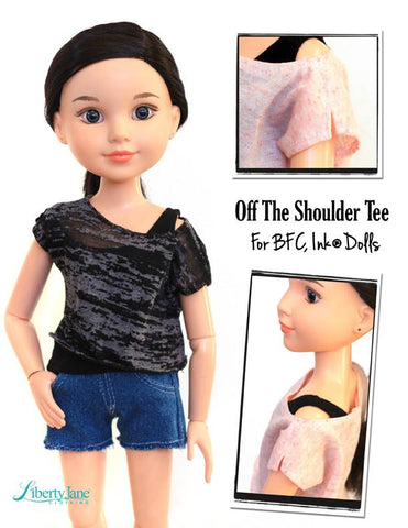 Liberty Jane BFC Ink Off The Shoulder Tee Pattern for BFC, Ink Dolls Pixie Faire