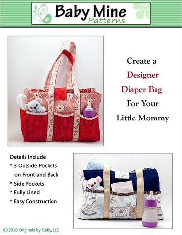 Baby Mine Bitty Baby/Twin Dolly Diaper Bag 15" Baby Doll Accessory Pattern Pixie Faire