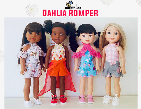 BuzzinBea WellieWishers Dahlia Romper 14.5" Doll Clothes Pattern Pixie Faire
