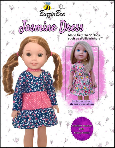 BuzzinBea WellieWishers Jasmine Dress 14.5" Doll Clothes Pattern Pixie Faire