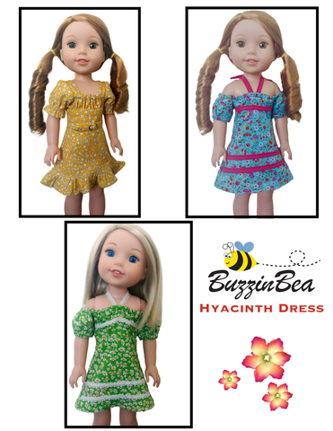 BuzzinBea WellieWishers Hyacinth Dress 14.5" Doll Clothes Pattern Pixie Faire
