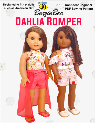 BuzzinBea 18 Inch Modern Dahlia Romper 18" Doll Clothes Pattern Pixie Faire