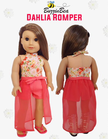 BuzzinBea 18 Inch Modern Dahlia Romper 18" Doll Clothes Pattern Pixie Faire