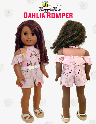 BuzzinBea 18 Inch Modern Dahlia Romper 18" Doll Clothes Pattern Pixie Faire