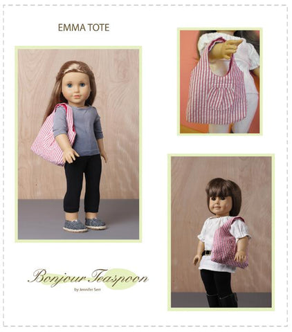 Bonjour Teaspoon 18 Inch Modern Emma Tote Bundled Pattern for Girls and Dolls Pixie Faire