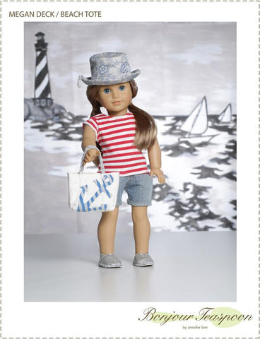 Bonjour Teaspoon 18 Inch Modern Megan Deck Beach Tote 18" Doll Accessory Pattern Pixie Faire