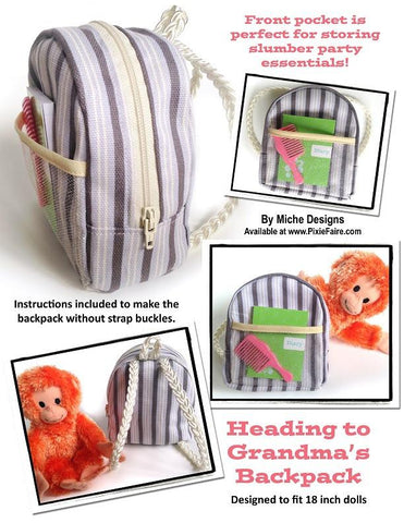 Miche Designs 18 Inch Modern Heading to Grandma's Backpack 18" Doll Accessories Pixie Faire