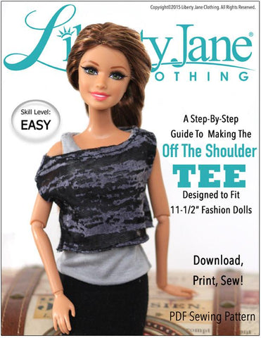 Liberty Jane Barbie Off The Shoulder Tee for 11-1/2” Fashion Dolls Pixie Faire