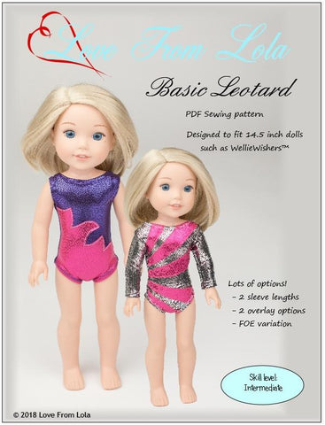 Love From Lola WellieWishers Basic Leotard 14.5" Doll Clothes Pattern Pixie Faire