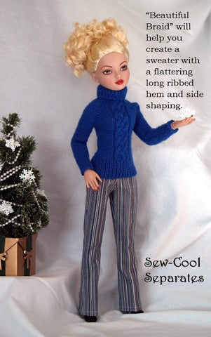 Sew Cool Separates Ellowyne Beautiful Braids Knitting Pattern for Ellowyne and Tyler Wentworth Dolls Pixie Faire