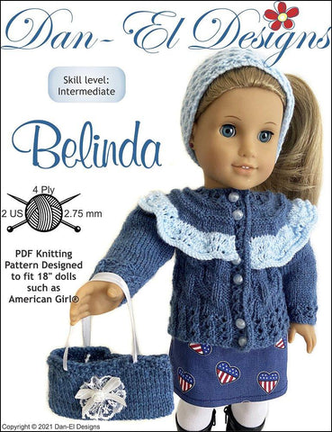 Dan-El Designs Knitting Belinda 18" Doll Clothes Knitting Pattern Pixie Faire