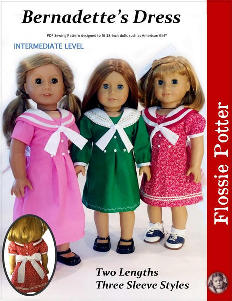 Flossie Potter Bernadette's Dress Doll Clothes Pattern 18 inch