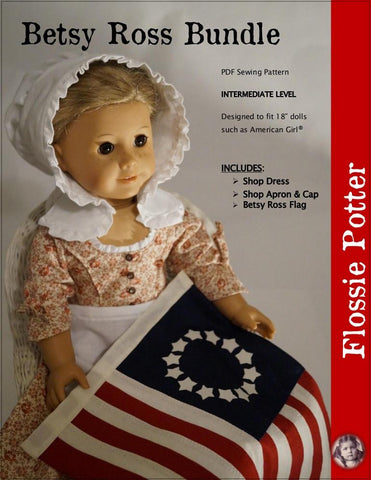 Flossie Potter 18 inch Historical Betsy Ross Outfit Bundle 18" Doll Clothes Pixie Faire