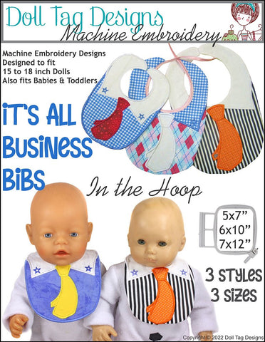 Doll Tag Clothing Machine Embroidery Design It's All Business Bib Machine Embroidery Designs Pixie Faire