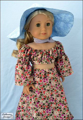 Dollhouse Designs 18 Inch Modern Bohemian Breeze Crop Top, Skirt, Dress, & Accessories 18" Doll Clothes Pattern Pixie Faire