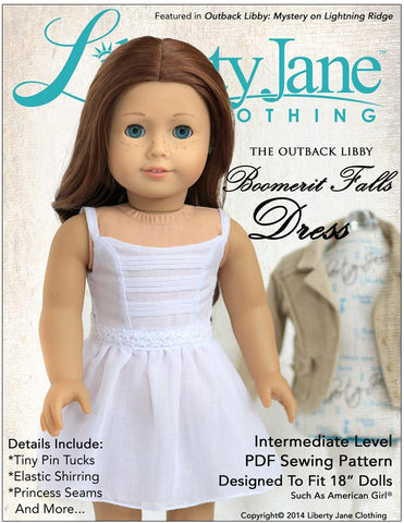 Liberty Jane 18 Inch Modern Boomerit Falls Dress 18" Doll Clothes Pattern Pixie Faire