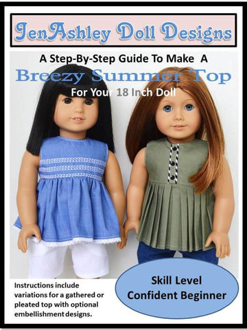 Jen Ashley Doll Designs 18 Inch Modern Breezy Summer Top 18" Doll Clothes Pattern Pixie Faire