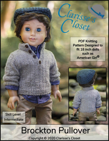 Clarisse's Closet Knitting Brockton Pullover 18" Doll Clothes Knitting Pattern Pixie Faire