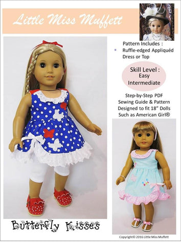 Little Miss Muffett 18 Inch Modern Butterfly Kisses 18" Doll Clothes Pattern Pixie Faire