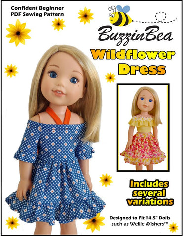 BuzzinBea WellieWishers Wildflower Dress 14.5" Doll Clothes Pattern Pixie Faire