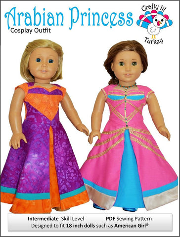 Crafty Lil Turkey 18 Inch Modern Arabian Princess Cosplay Outfit 18" Doll Clothes Pattern Pixie Faire