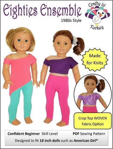 Crafty Lil Turkey 18 Inch Historical Eighties Ensemble 18" Doll Clothes Pattern Pixie Faire