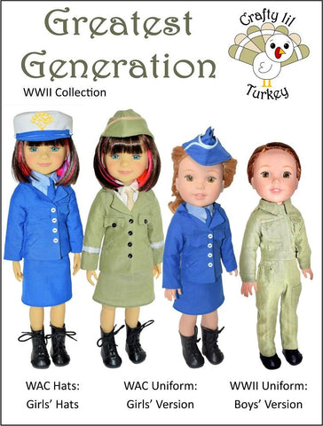 Crafty Lil Turkey WellieWishers Greatest Generation: WAC Hats 14.5" Doll Clothes Pattern Pixie Faire