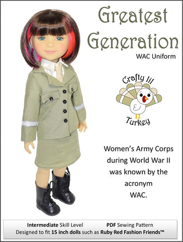 Crafty Lil Turkey Ruby Red Fashion Friends Greatest Generation: WAC Uniform 15" Doll Clothes Pattern For Ruby Red Fashion Friends® Pixie Faire