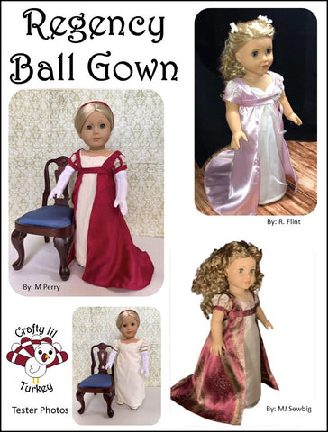 Crafty Lil Turkey 18 Inch Historical Regency Ball Gown 18" Doll Clothes Pattern Pixie Faire