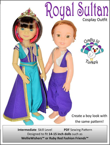 Crafty Lil Turkey WellieWishers Royal Sultan Cosplay Outfit 14-15" Doll Clothes Pattern Pixie Faire
