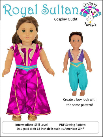 Crafty Lil Turkey 18 Inch Modern Royal Sultan Cosplay Outfit 18" Doll Clothes Pattern Pixie Faire