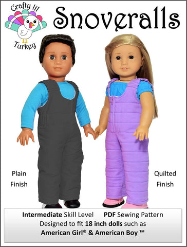 Crafty Lil Turkey 18 Inch Modern Snoveralls 18" Doll Clothes Pattern Pixie Faire