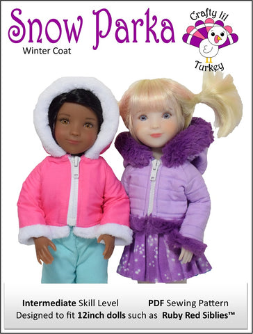 Crafty Lil Turkey Siblies Snow Parka Pattern For 12" Siblies Dolls Pixie Faire